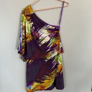 Jessica Simpson size S mini off the shoulder dress purple multicolor.